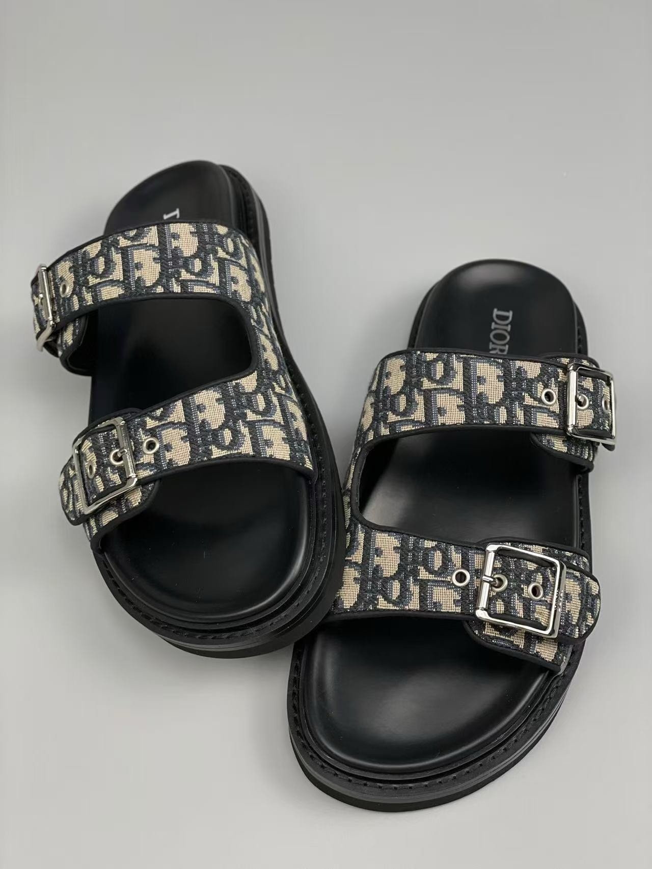 Dior Aqua Sandal Beige And Black Oblique Jacquard - Afbeelding 3