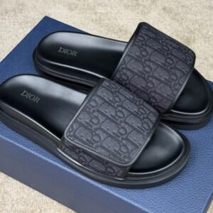 Alternative view of Dior Aqua Sandal Black Leather Oblique Jacquard