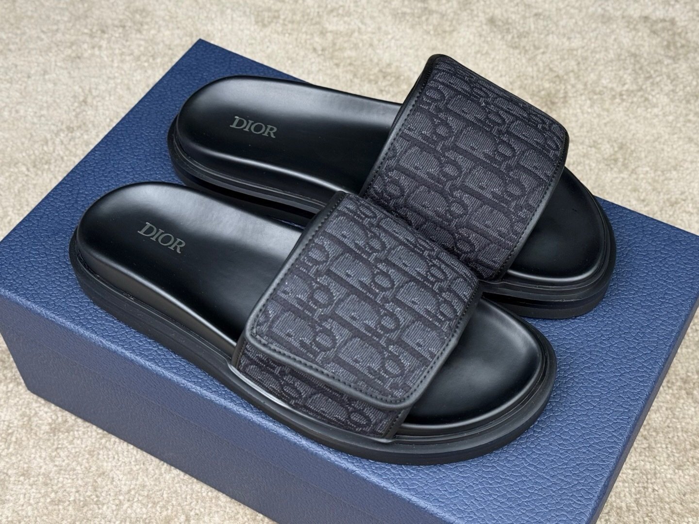 Dior Aqua Sandal Black Leather Oblique Jacquard - Afbeelding 2