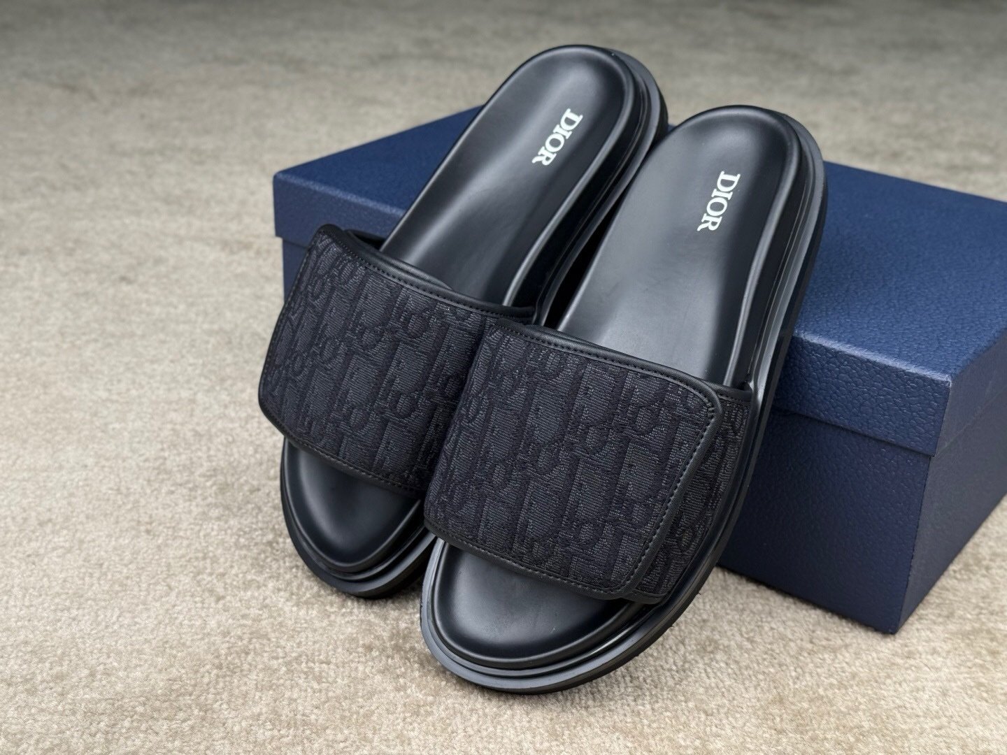 Dior Aqua Sandal Black Leather Oblique Jacquard - Afbeelding 3