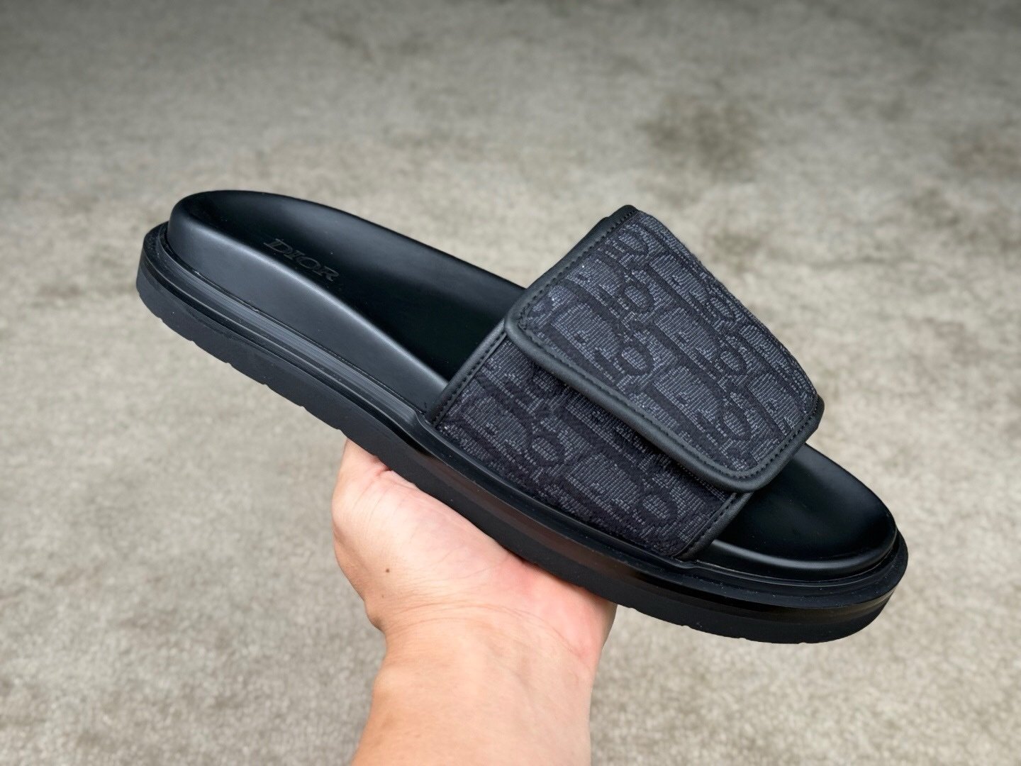 Dior Aqua Sandal Black Leather Oblique Jacquard - Afbeelding 4
