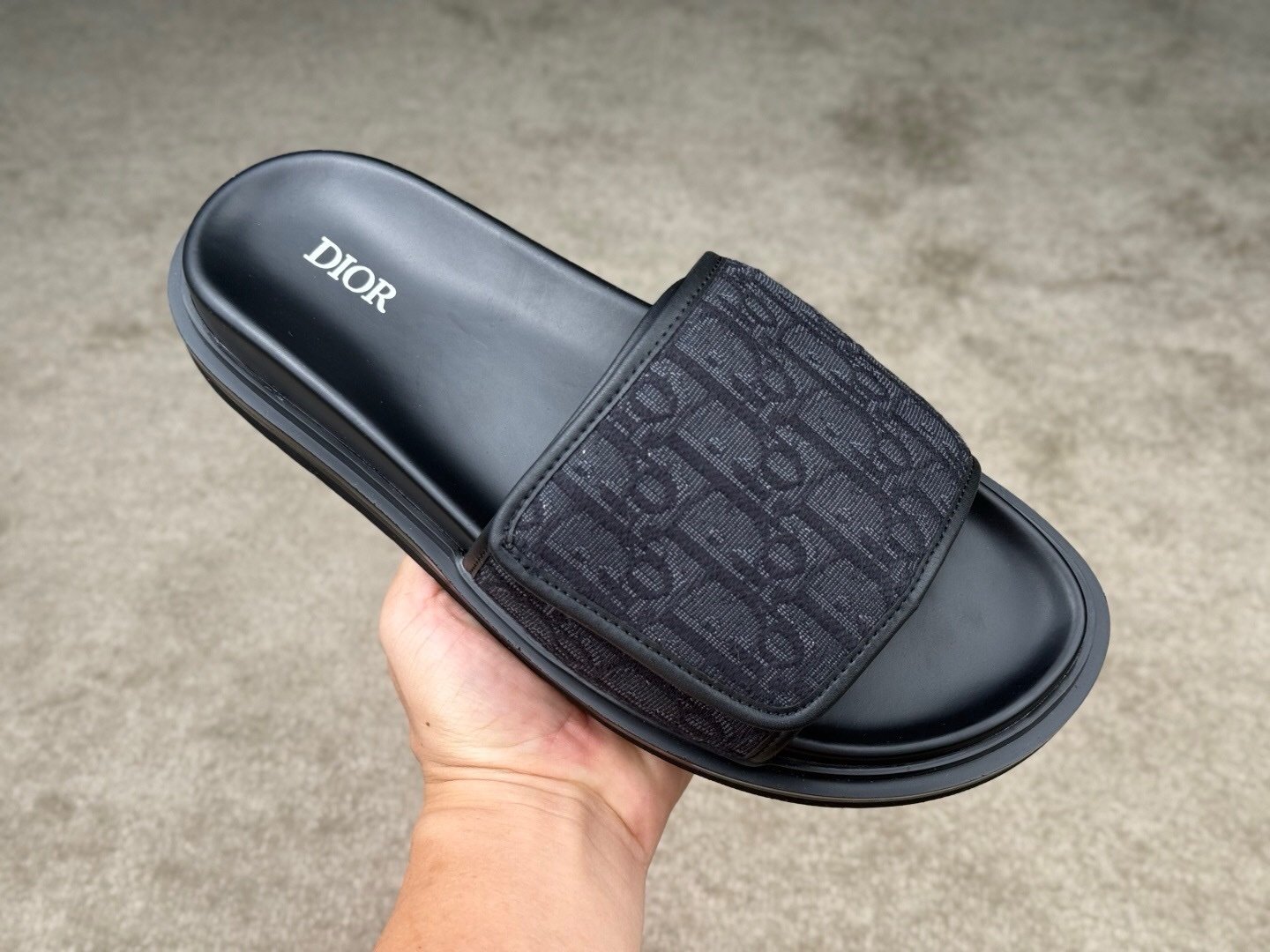 Dior Aqua Sandal Black Leather Oblique Jacquard - Afbeelding 5