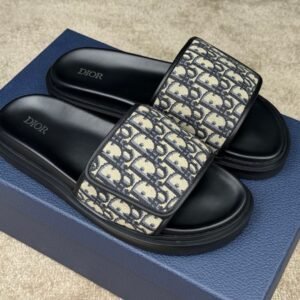 Alternative view of Dior Aqua Sandal Beige Leather Oblique Jacquard