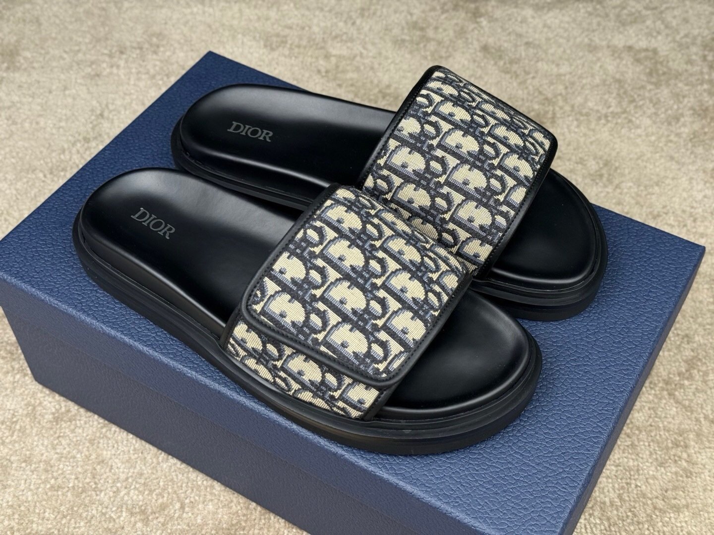 Dior Aqua Sandal Beige Leather Oblique Jacquard - Afbeelding 2