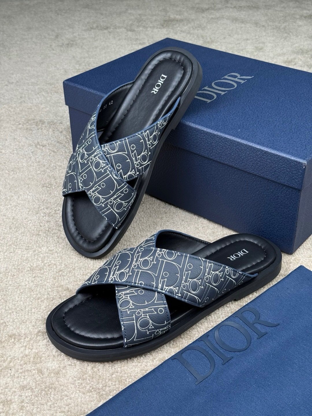 Dior Alias Sandal Blue/Black Leather DiorGravity Outline - Afbeelding 4