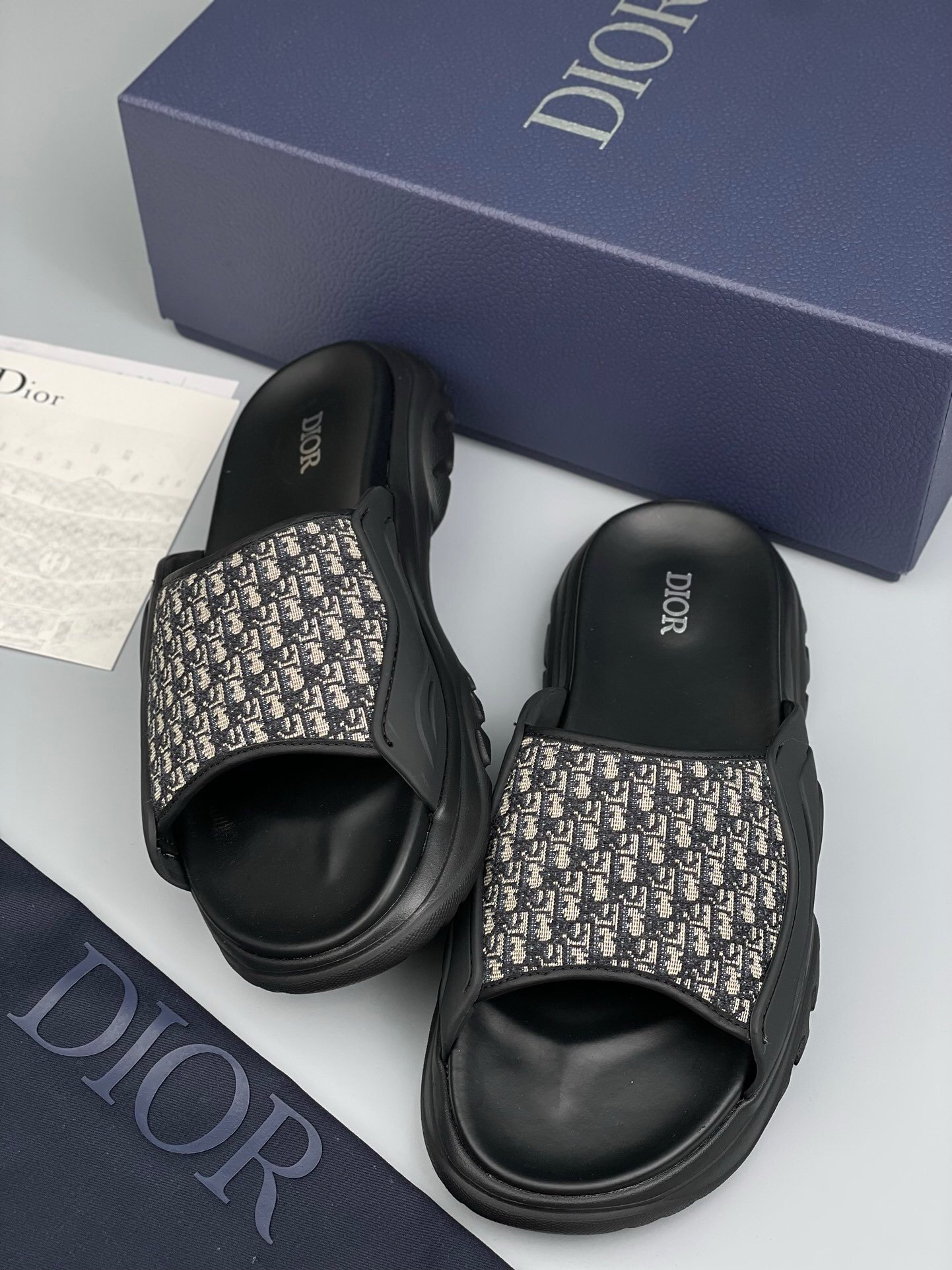 Dior Men’s H-Town Black Rubber Oblique Slide - Afbeelding 3
