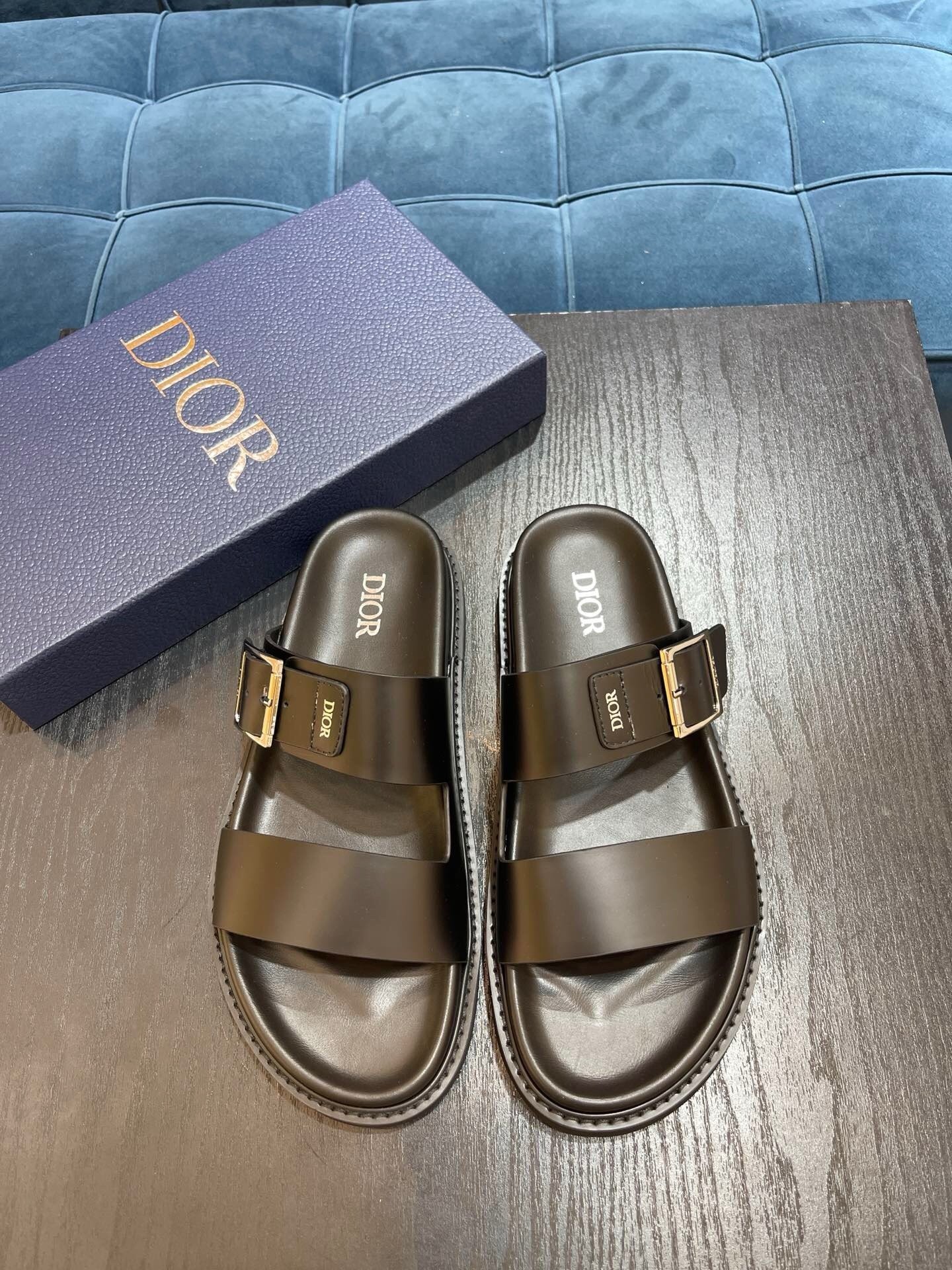 Dior Black Aqua Sandal Leather Sandals - Afbeelding 2