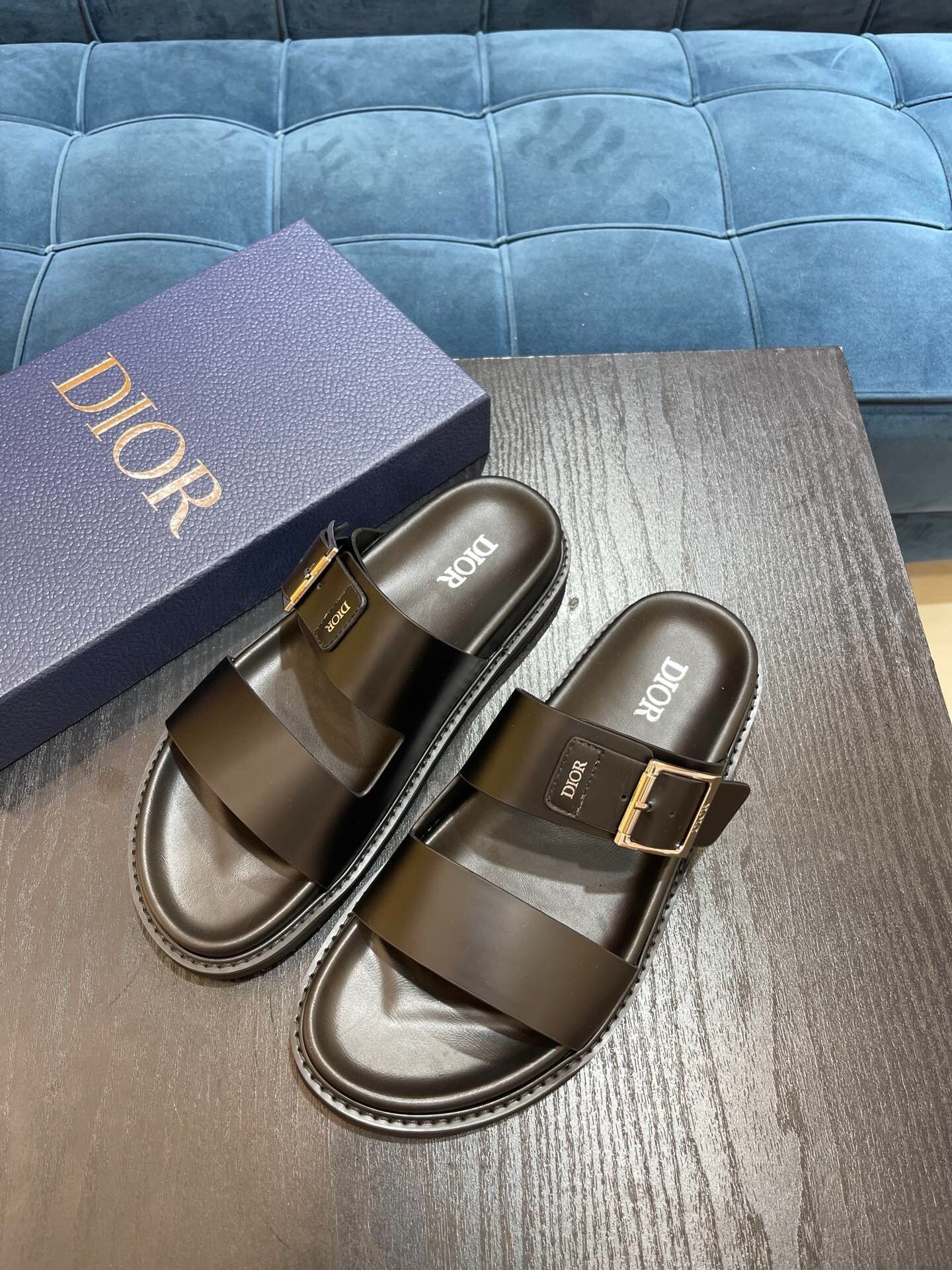 Dior Black Aqua Sandal Leather Sandals - Afbeelding 3