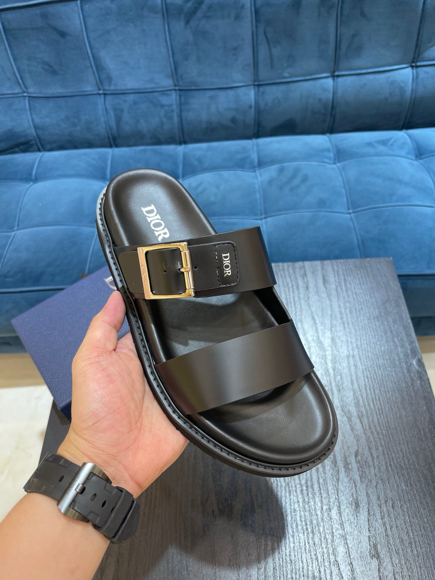 Dior Black Aqua Sandal Leather Sandals - Afbeelding 4