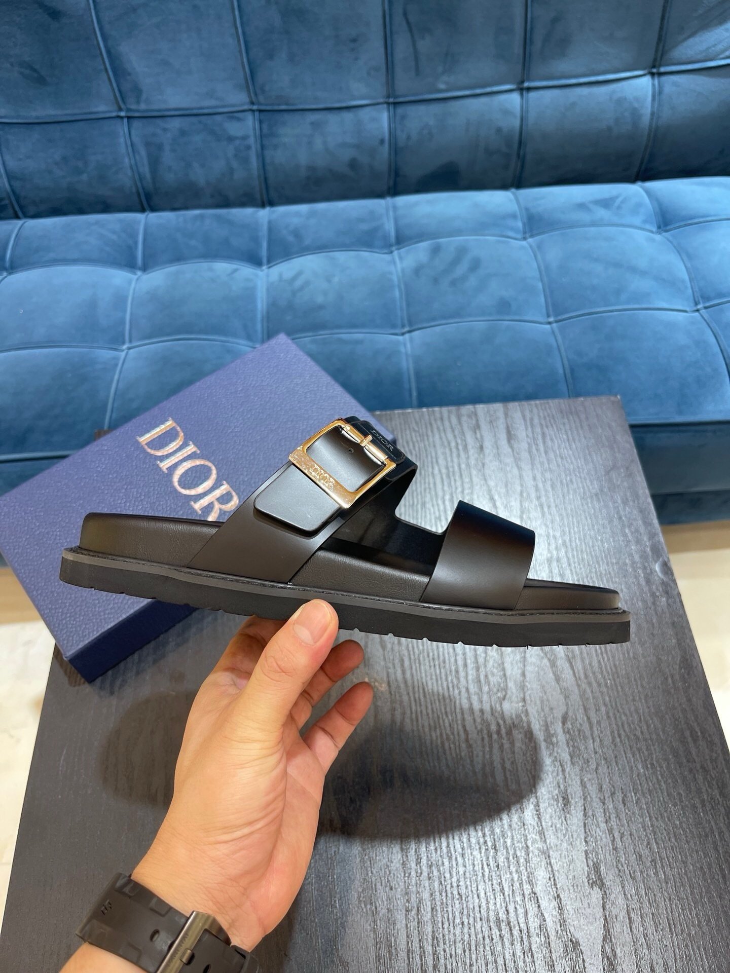 Dior Black Aqua Sandal Leather Sandals - Afbeelding 5
