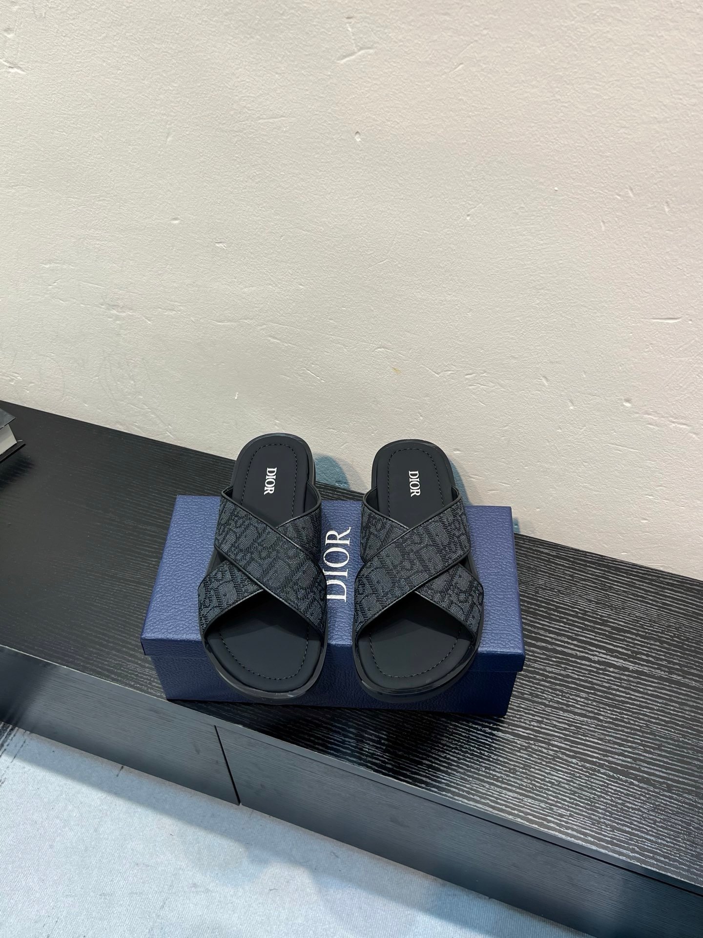 Dior Alias Sandal Black Leather Oblique Jacquard - Afbeelding 2