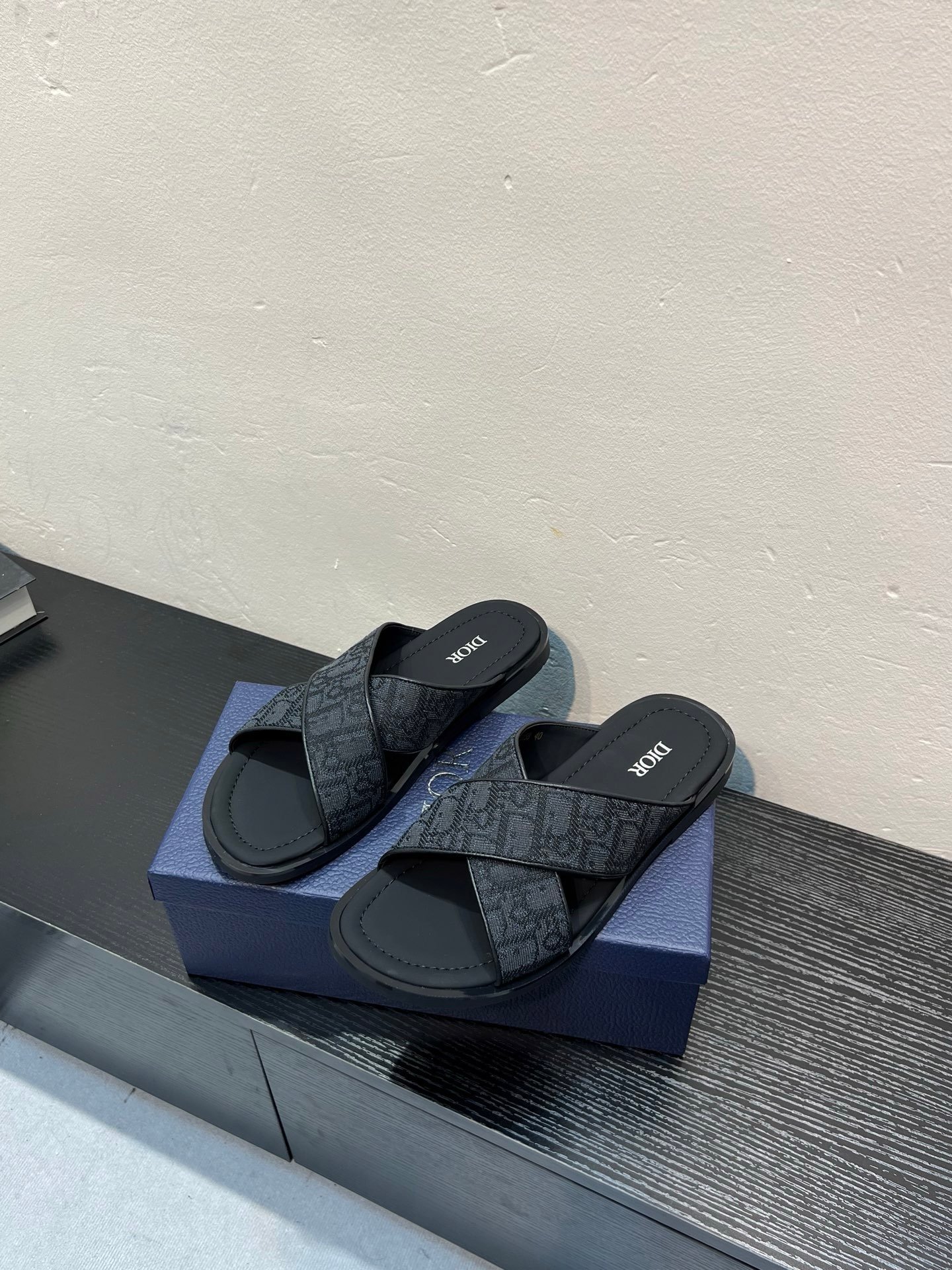 Dior Alias Sandal Black Leather Oblique Jacquard - Afbeelding 3
