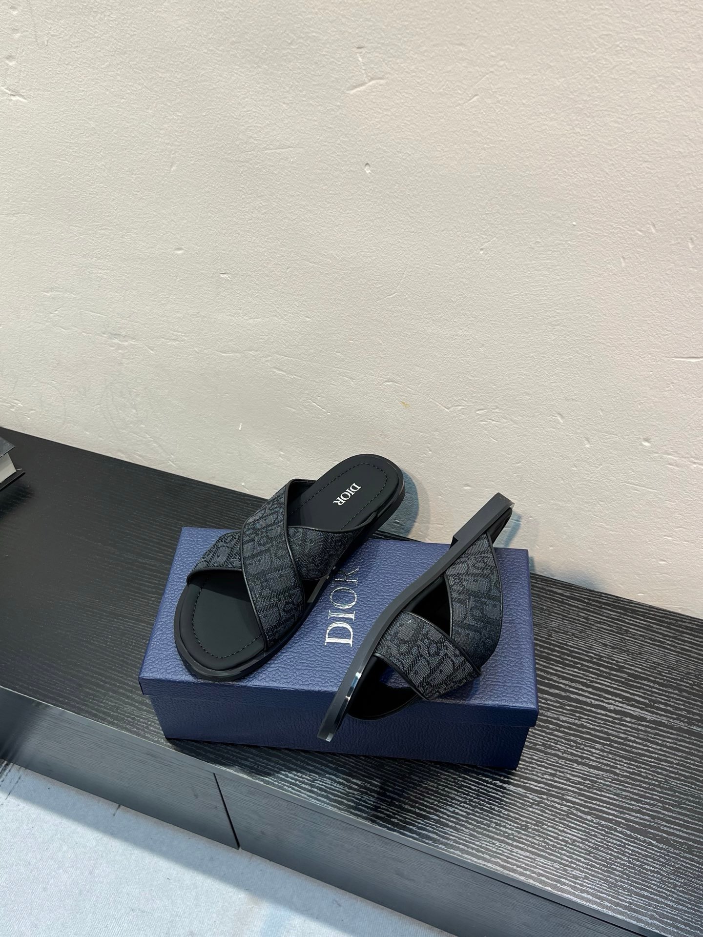 Dior Alias Sandal Black Leather Oblique Jacquard - Afbeelding 5