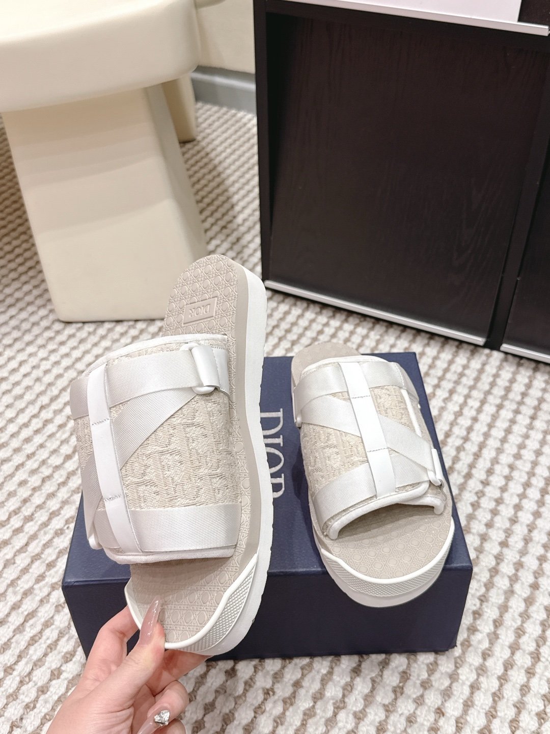 Dior Alpha Sandal White Beige Oblique Jacquard - Afbeelding 6