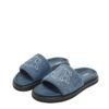 Dior Aqua Blue Quilted Denim Slide Sandals