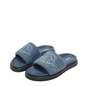 Dior Aqua Blue Quilted Denim Slide Sandals