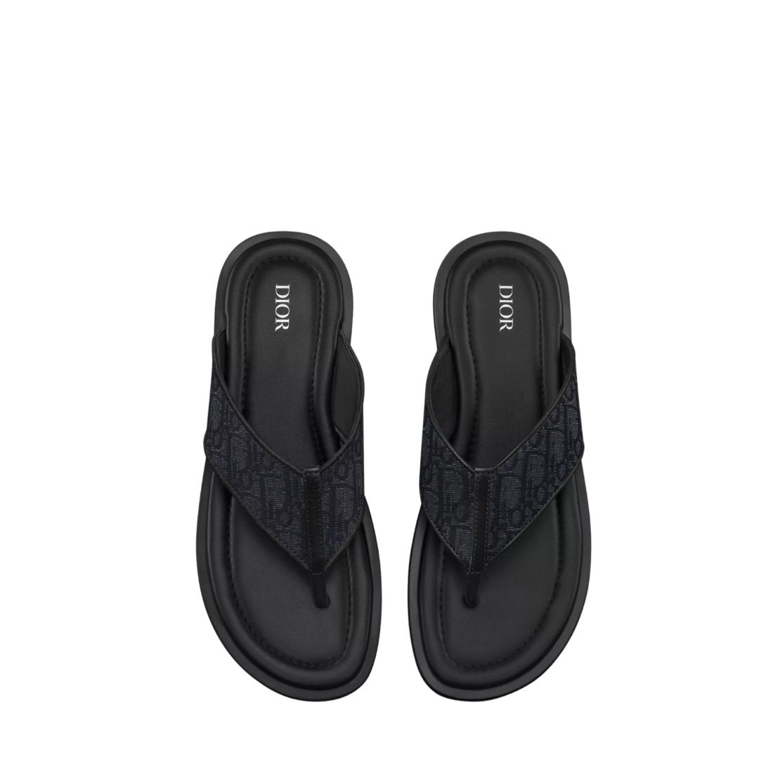 Dior Alias Thong Sandal Black Oblique Jacquard
