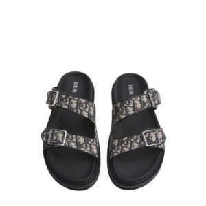 Dior Aqua Sandal Beige And Black Oblique Jacquard