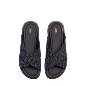 Dior Alias Sandal Black Leather Oblique Jacquard