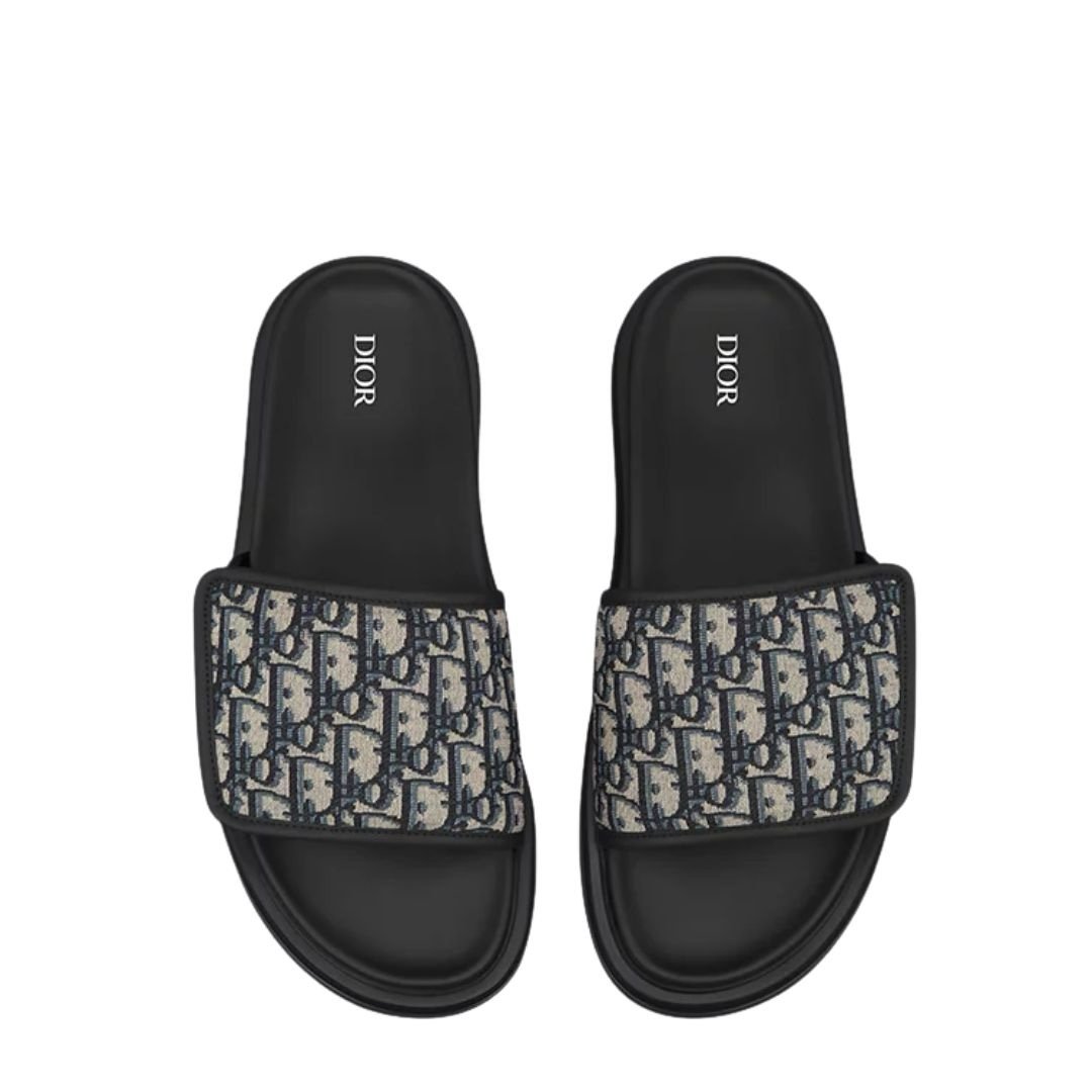 Dior Aqua Sandal Beige Leather Oblique Jacquard