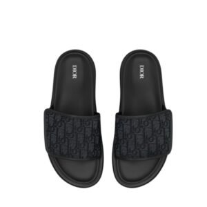 Dior Aqua Sandal Black Leather Oblique Jacquard
