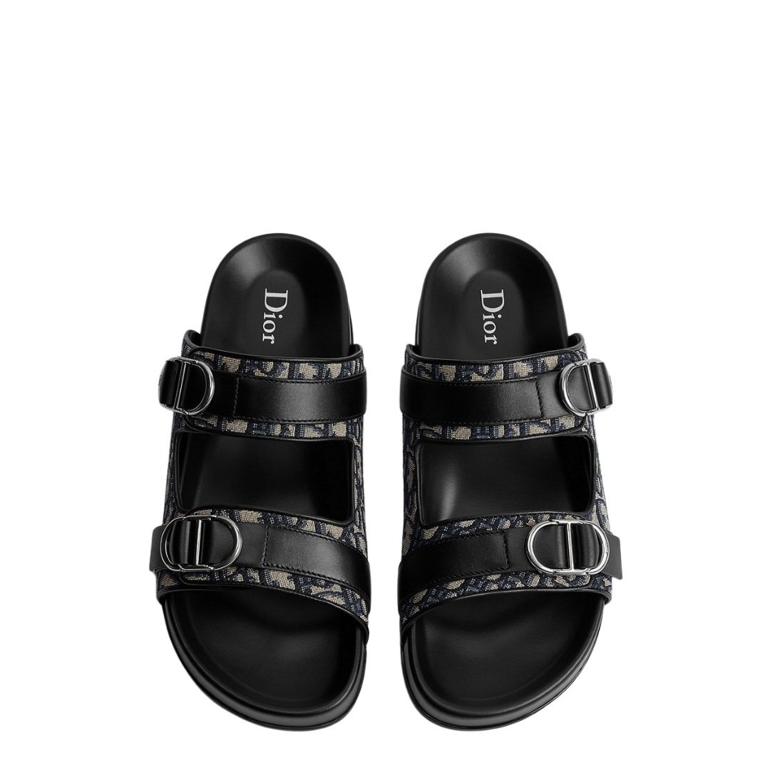 Dior Aqua CD Beige Leather Oblique Jacquard Sandal