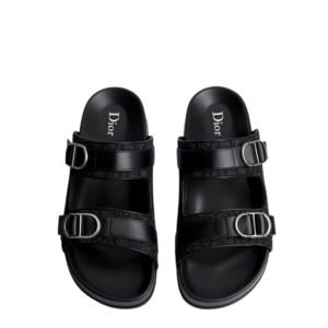 Dior Aqua CD Black Leather Oblique Jacquard Sandal