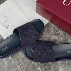 Alternative view of Gucci Engraved GG Monogram Slide Sandal Black Suede