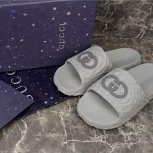 Alternative view of Gucci Interlocking G Ripple Sole Slide Grey