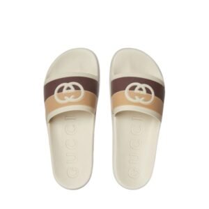 Gucci Interlocking G Brown/Beige White Slides