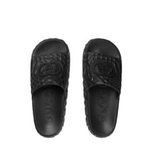 Gucci Interlocking G Ripple Sole Slide Black
