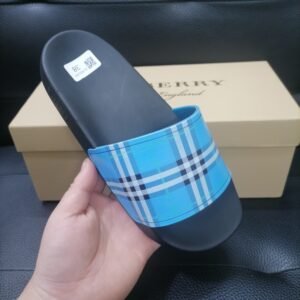 Alternative view of Burberry Logo In Rilievo Slides Blu Ceruleo Scuro Uomo