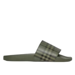 Burberry Embossed Logo Slides Military Green