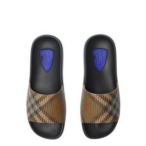 Burberry Embossed Check Dive Slides Beige/Black