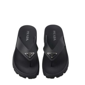 Prada Triangle Logo Rubber Thong Slides