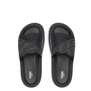 Fendi FF Diagnosal Slides In Grey/Black