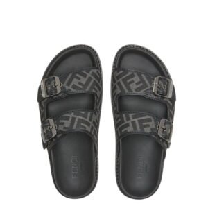 Fendi FF  Feel Sandal Black/Grey Jacquard Fabric