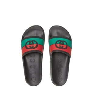 Gucci Interlocking G Green/Red Black Slides