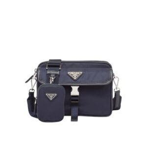 Prada In Re-Nylon Shoulder Bag In Navy