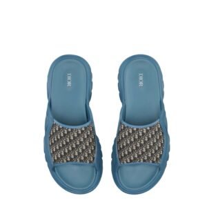 Dior Men’s H-Town Blue Rubber Oblique Slide