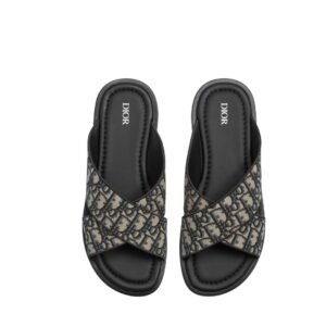 Dior Alias Sandal Beige/Black Leather Oblique Jacquard