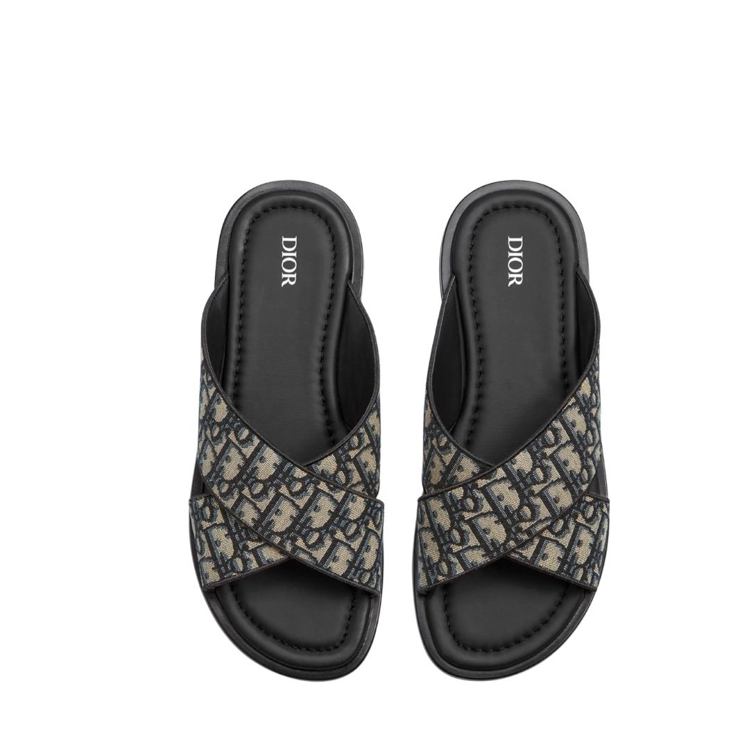 Dior Alias Sandal Beige/Black Leather Oblique Jacquard