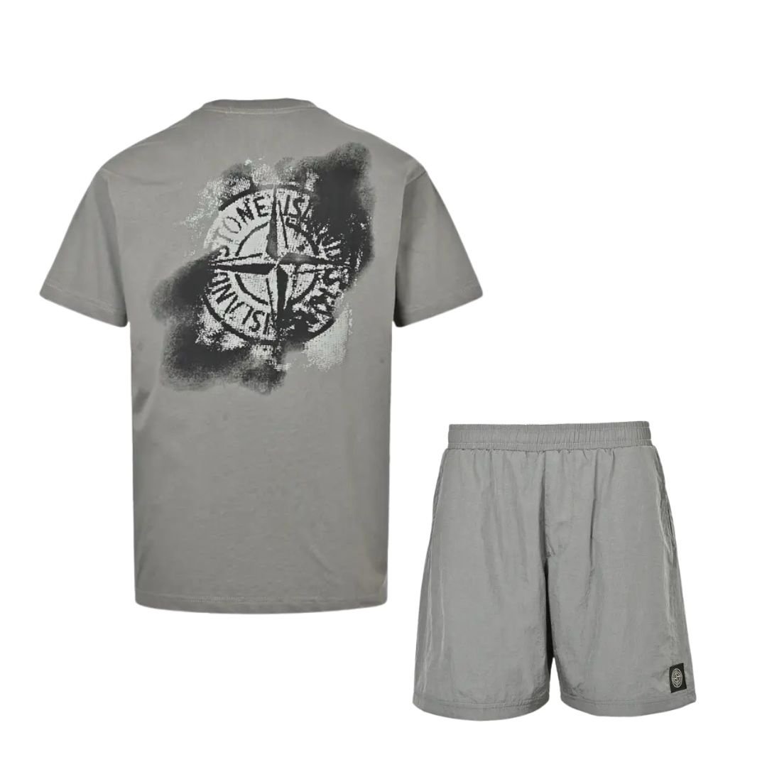Stone Island Back Logo 2-Piece Summer Set Grey