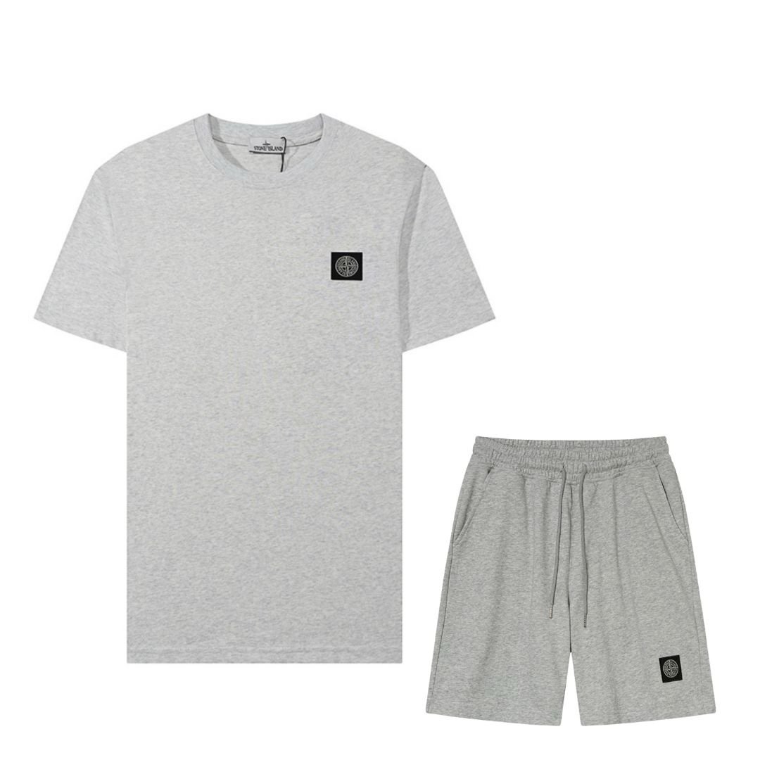 Stone Island Logo 2-Piece Summer Set Light Grey
